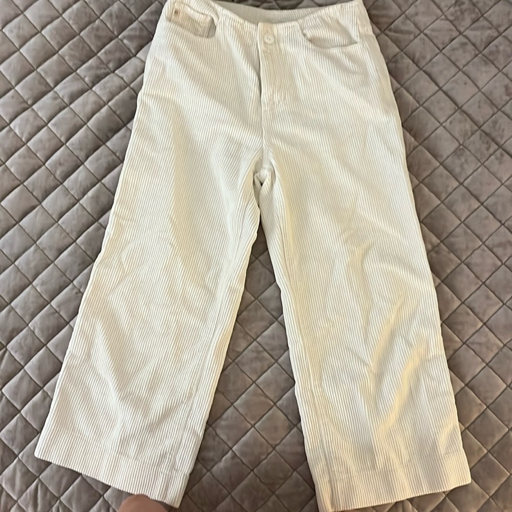White Corduroy cropped pant